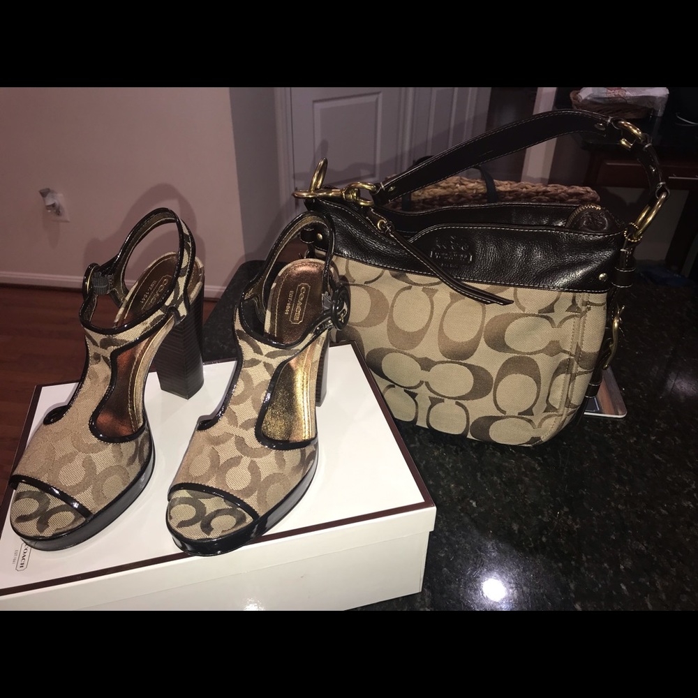 Coach Handbag and Platform Heels